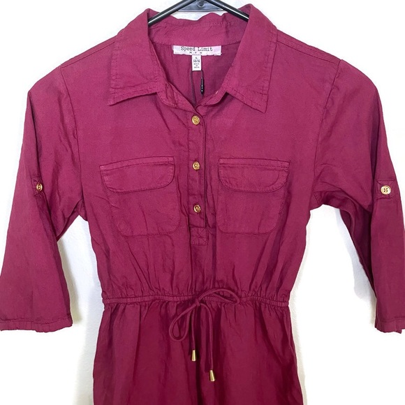 ✨ NWT Girl’s Burgundry 3/4 Sleeve Dress with Pockets and Gold Details Size 14/16 - Picture 4 of 6